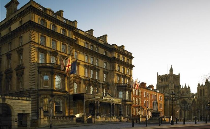 Bristol Marriott Royal Hotel with Bristol Cathedral in the background